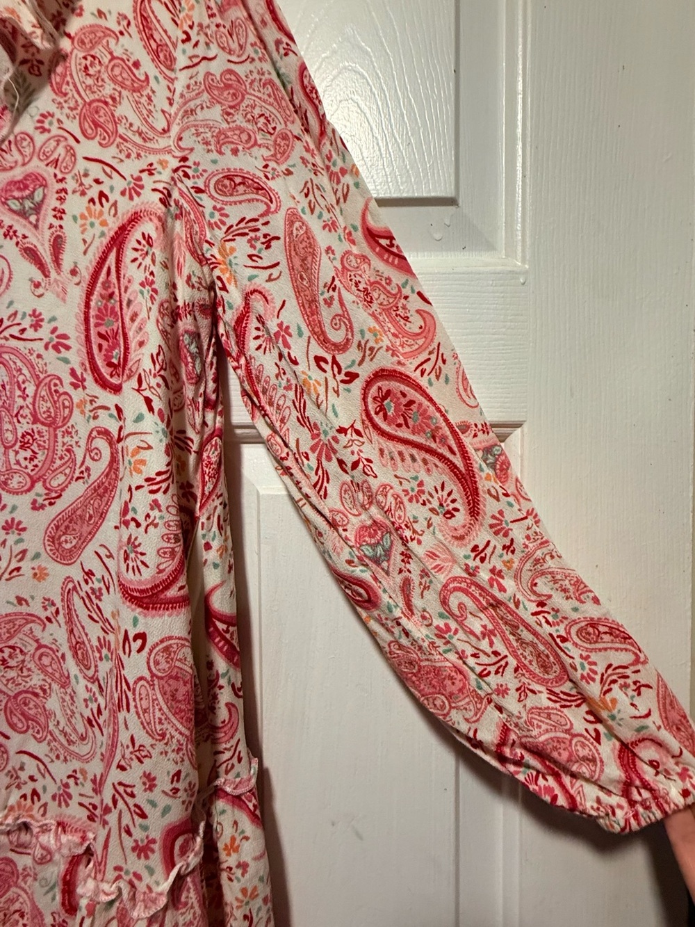 Pink Paisley Ruffle V-Neck Tunic - Picture 6 of 8
